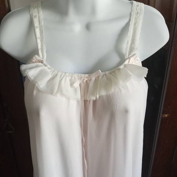 Yierle Pink Ruffle 2 Layer Nightgown SZ M Vintage Inspired Sandra D Lingerie - Picture 3 of 8